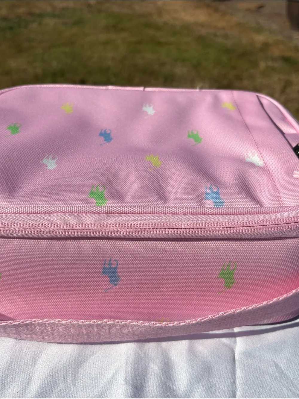 Ralph Lauren Kids Pink Lunch Tote with Multicolor Polo Pony Print
